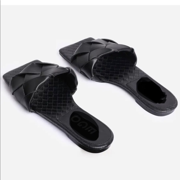 Black quilted square toe flats size 9 10 11 left - Picture 6 of 8